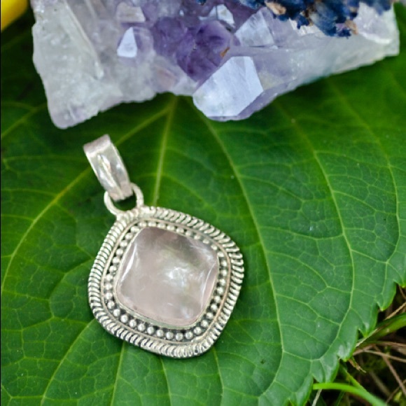 Sterling Silver Rose Quartz Pendant - Picture 1 of 4